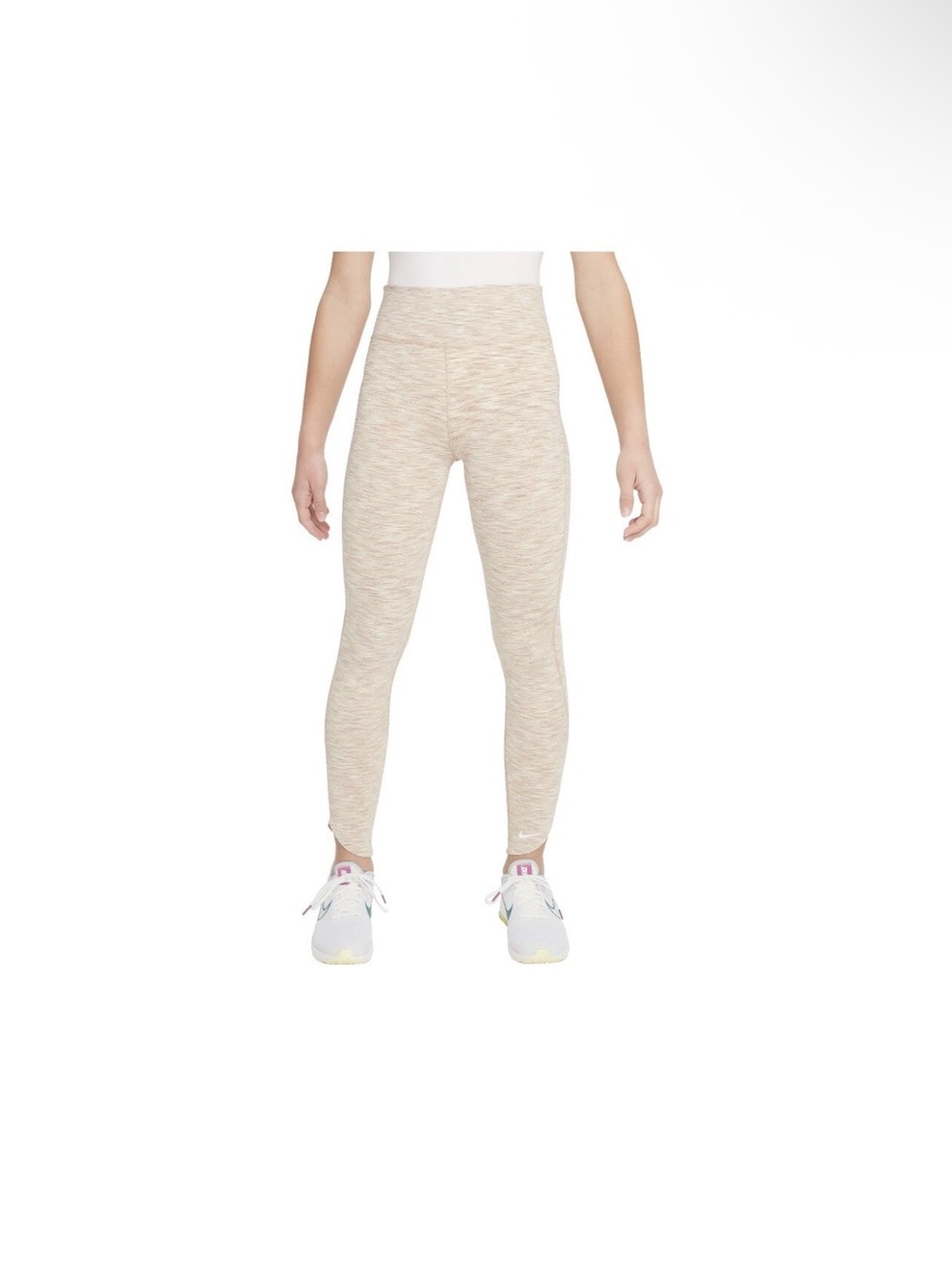 NWT Nike One Girls Neutral Cream Heather Leggings Sz L $45